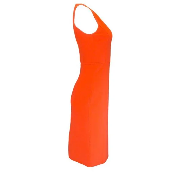 MICHAEL KORS COLLECTION ORANGE CUT-OUT DETAIL SLEEVELESS WOOL